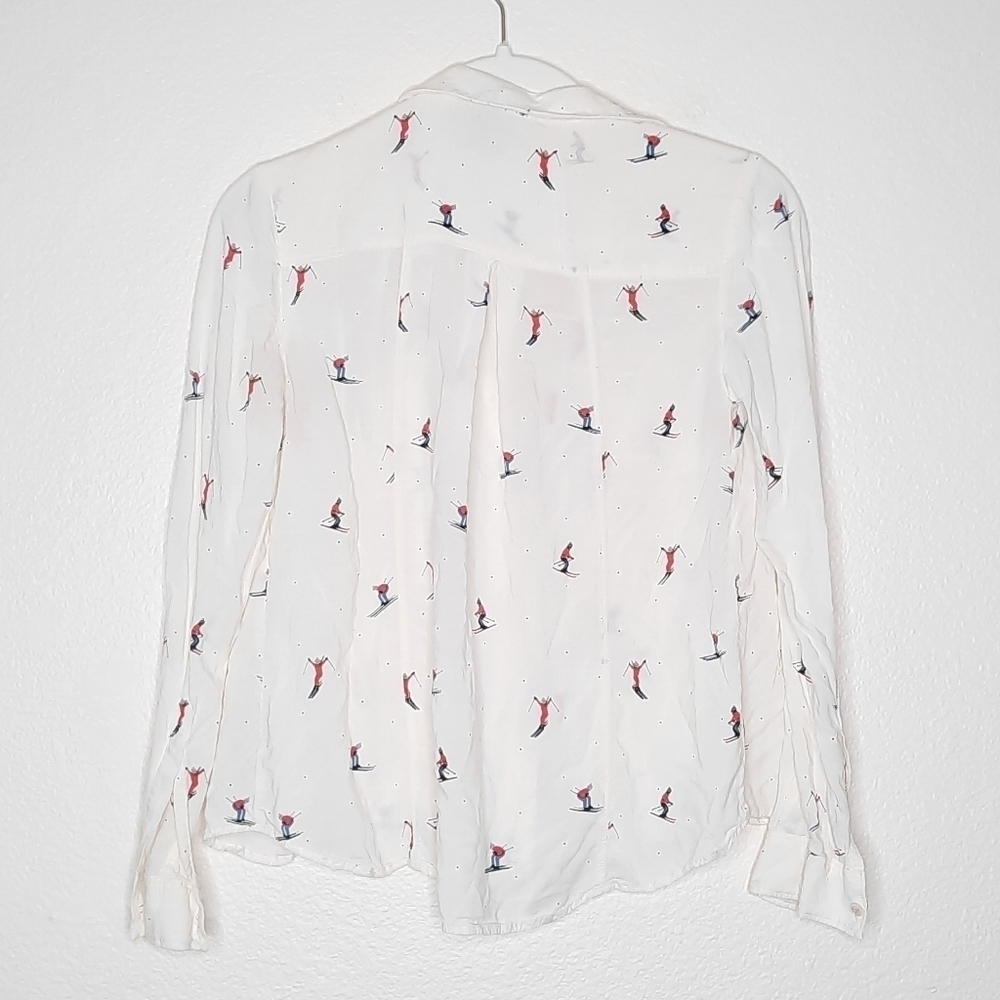 Anthropologie Maeve Conversationalist Ski Blouse 0 - Picture 4 of 9